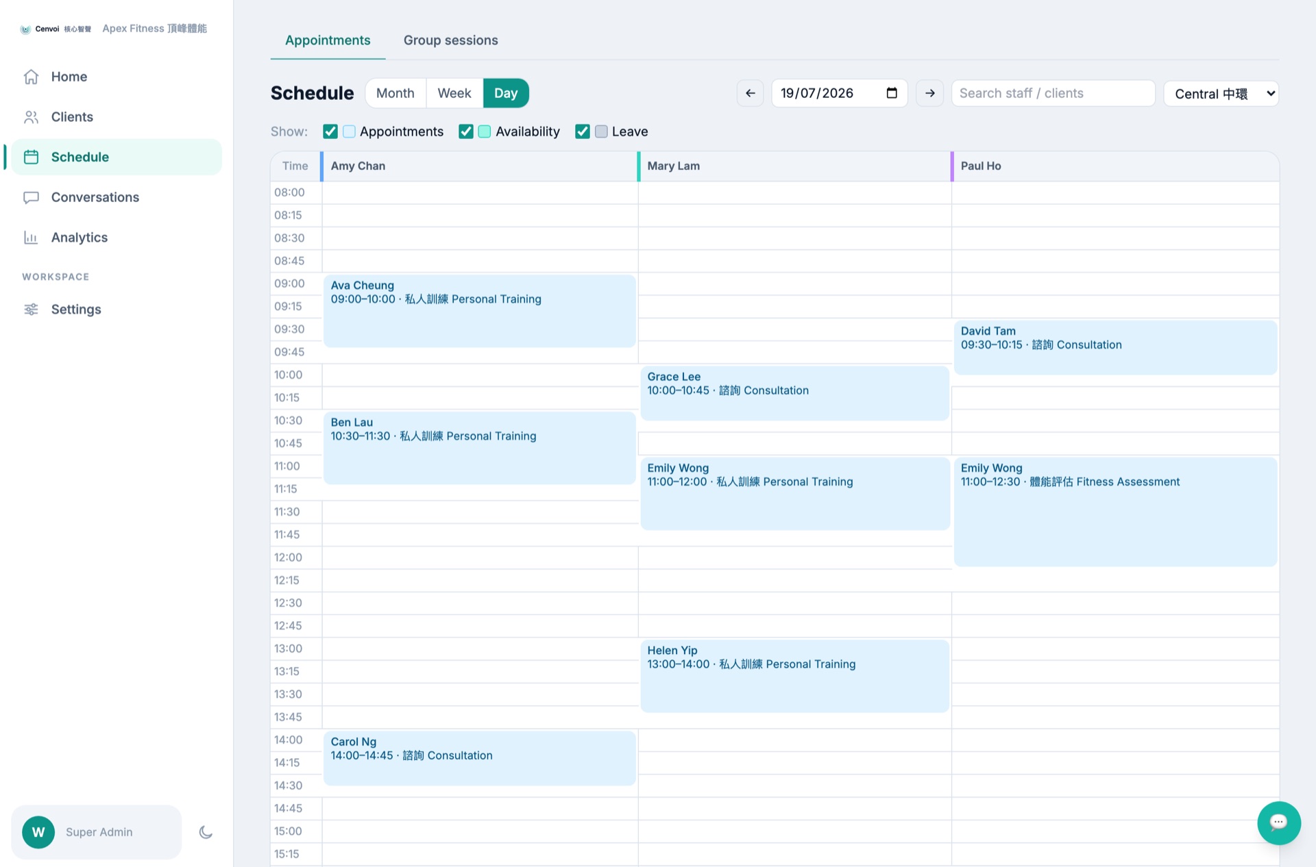 Booking calendar — appointments & scheduling